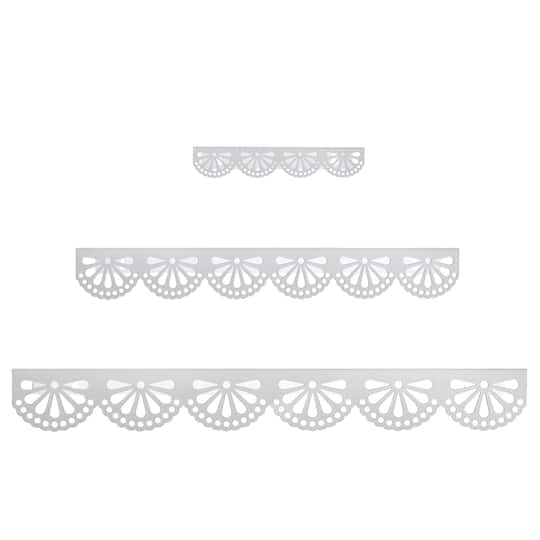 American Art Decor Scallop Metal Floating Shelves, White 3" x 5" x 24", 3pc.